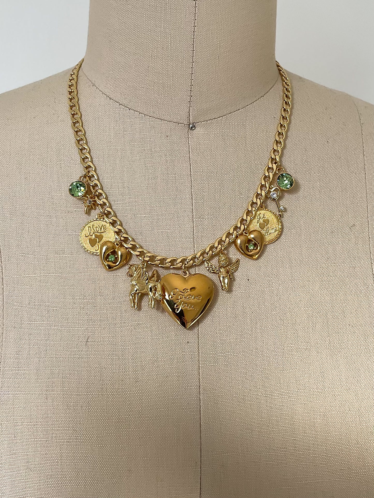 I LOVE YOU... Charm Necklace Green